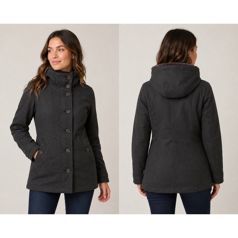 Patagonia Vegabunda Coat Womens Small Forge Gray Hooded Fleece Insulated 28265